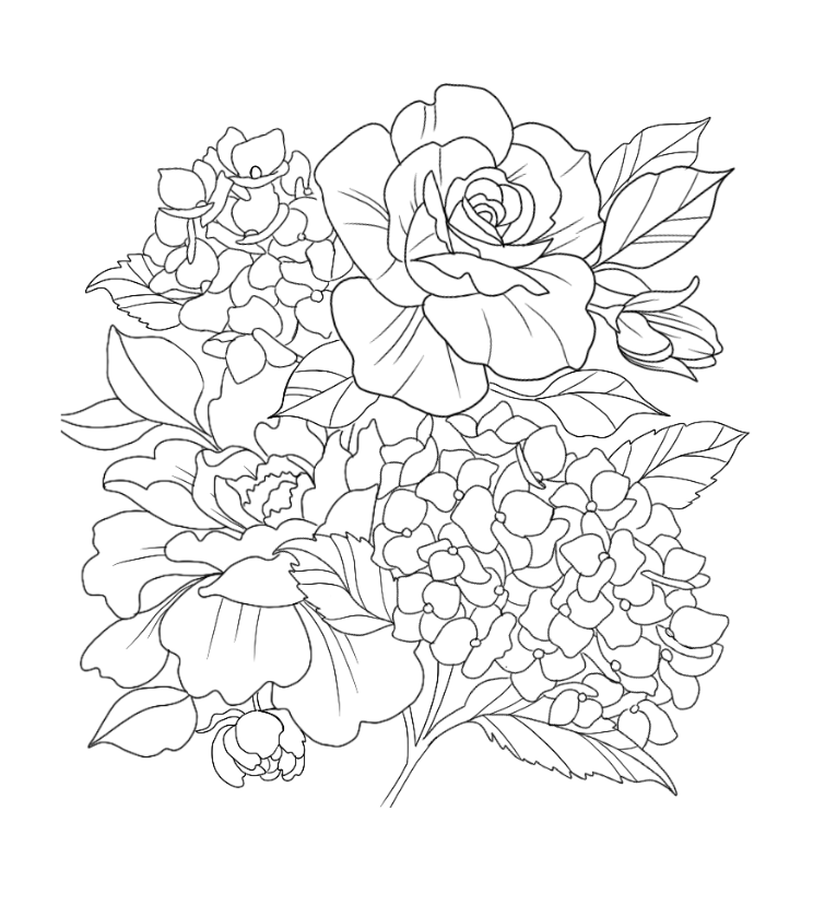 Noir Hydrangea Template