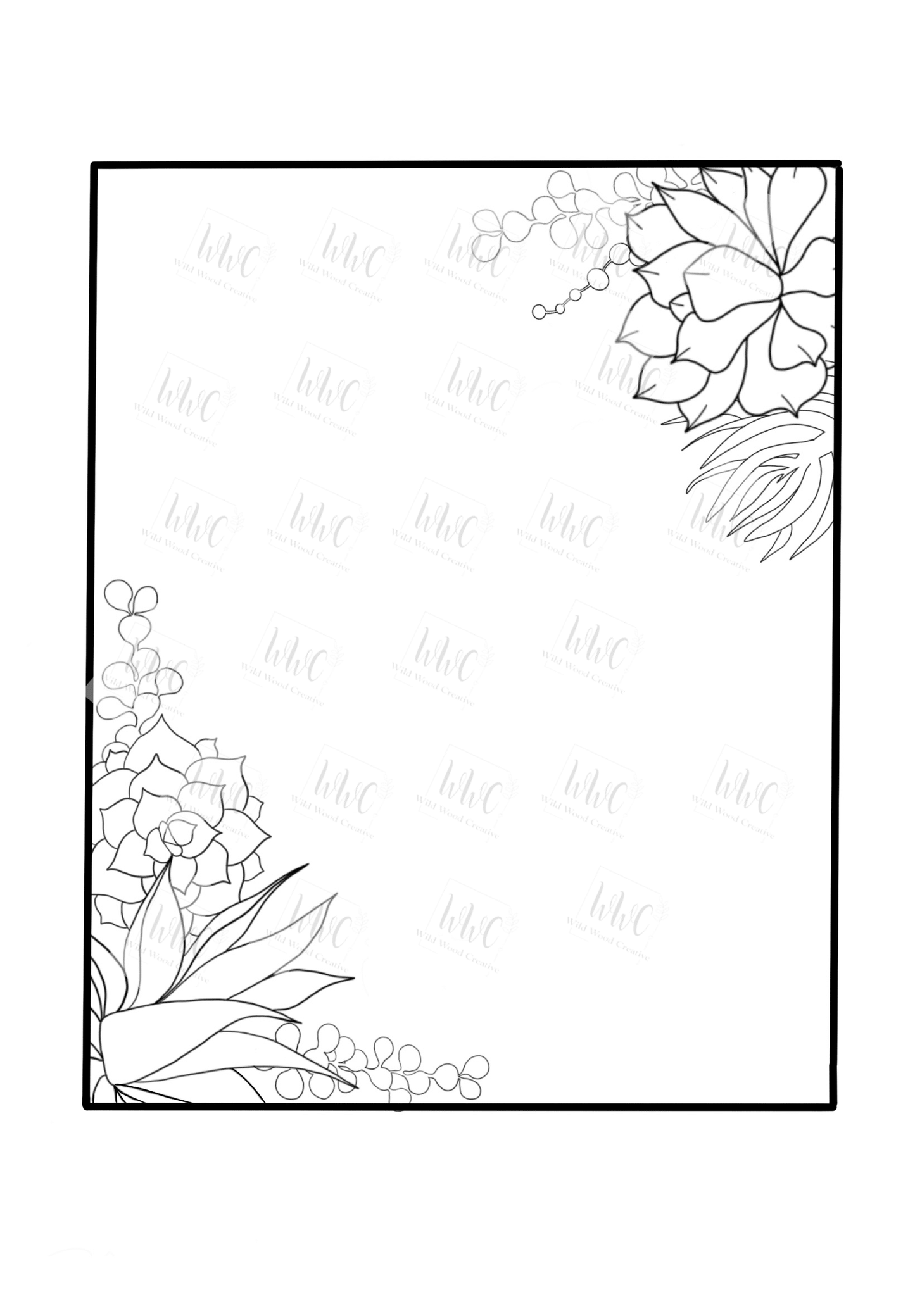 Succulent Rectangle Template