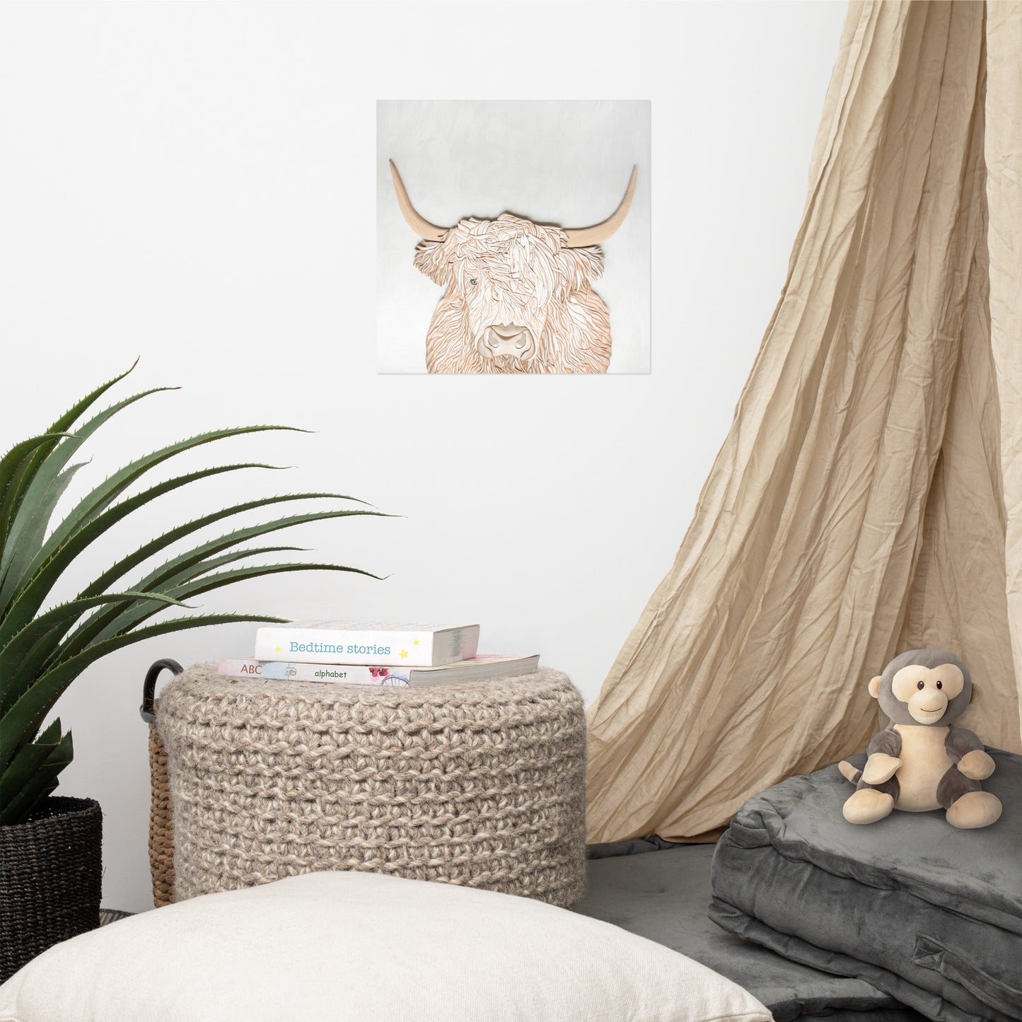 Square Highland Cow Poster Print