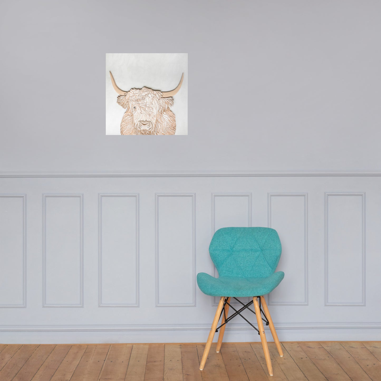 Square Highland Cow Poster Print