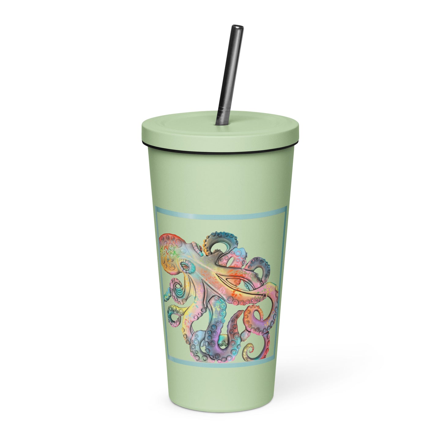 Coastline - Whimsical Octopus Insulated tumbler with a straw