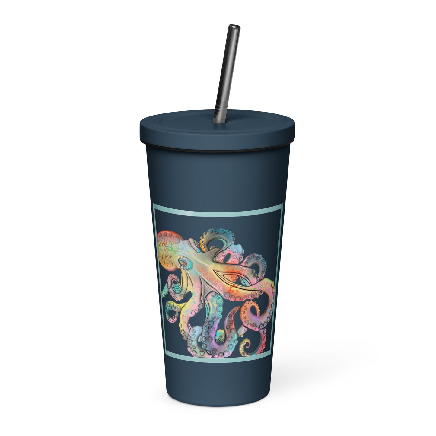 Coastline - Whimsical Octopus Insulated tumbler with a straw