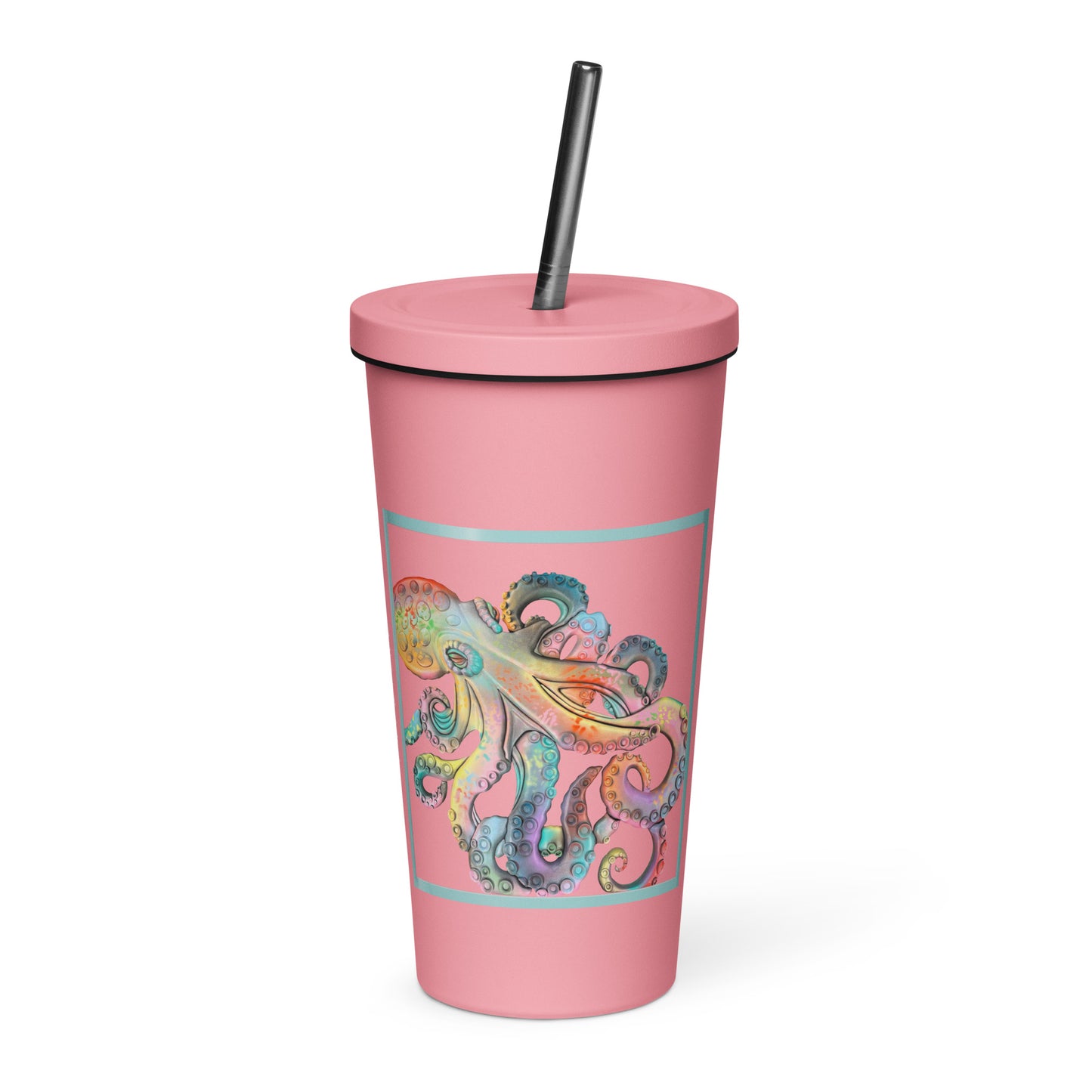 Coastline - Whimsical Octopus Insulated tumbler with a straw