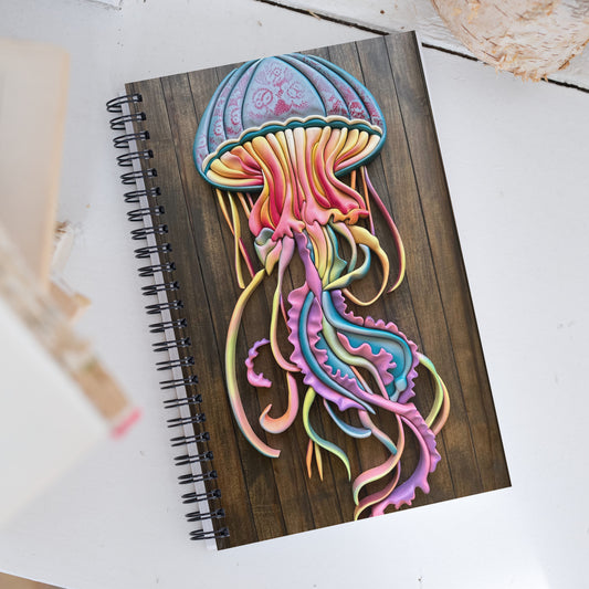 Coastline - Psychedelic Jellyfish Spiral notebook