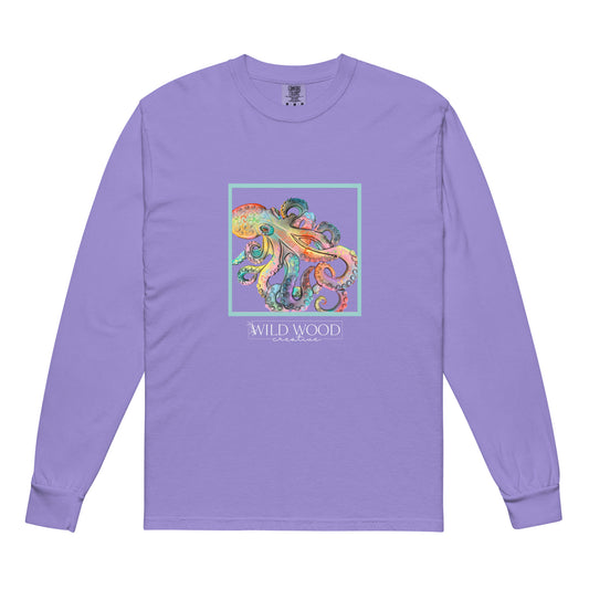 Coastline - Whimsical Octopus Garment-dyed heavyweight long-sleeve shirt