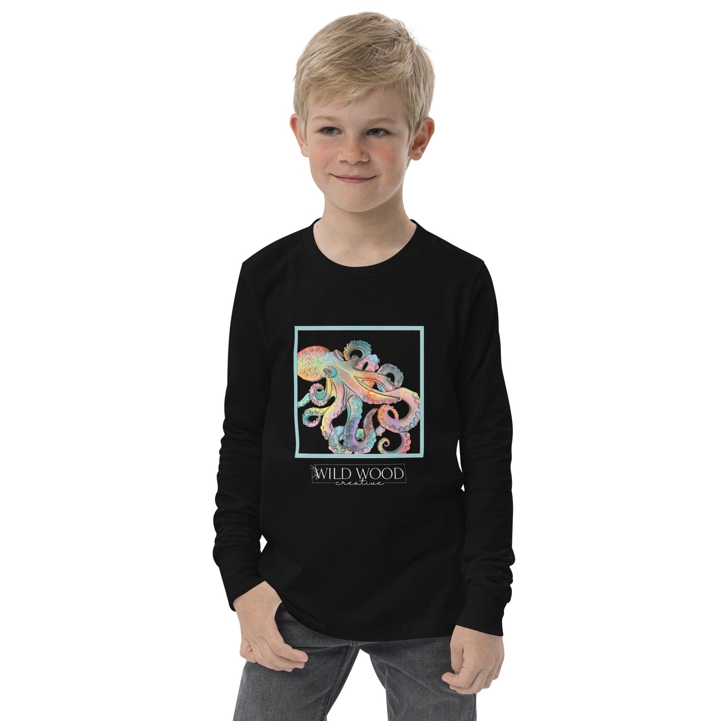 Coastline - Whimsical Octopus Youth Long Sleeve Tee