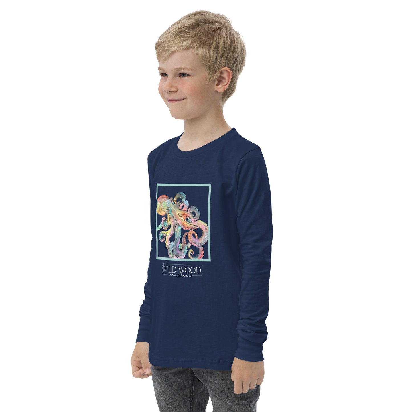 Coastline - Whimsical Octopus Youth Long Sleeve Tee