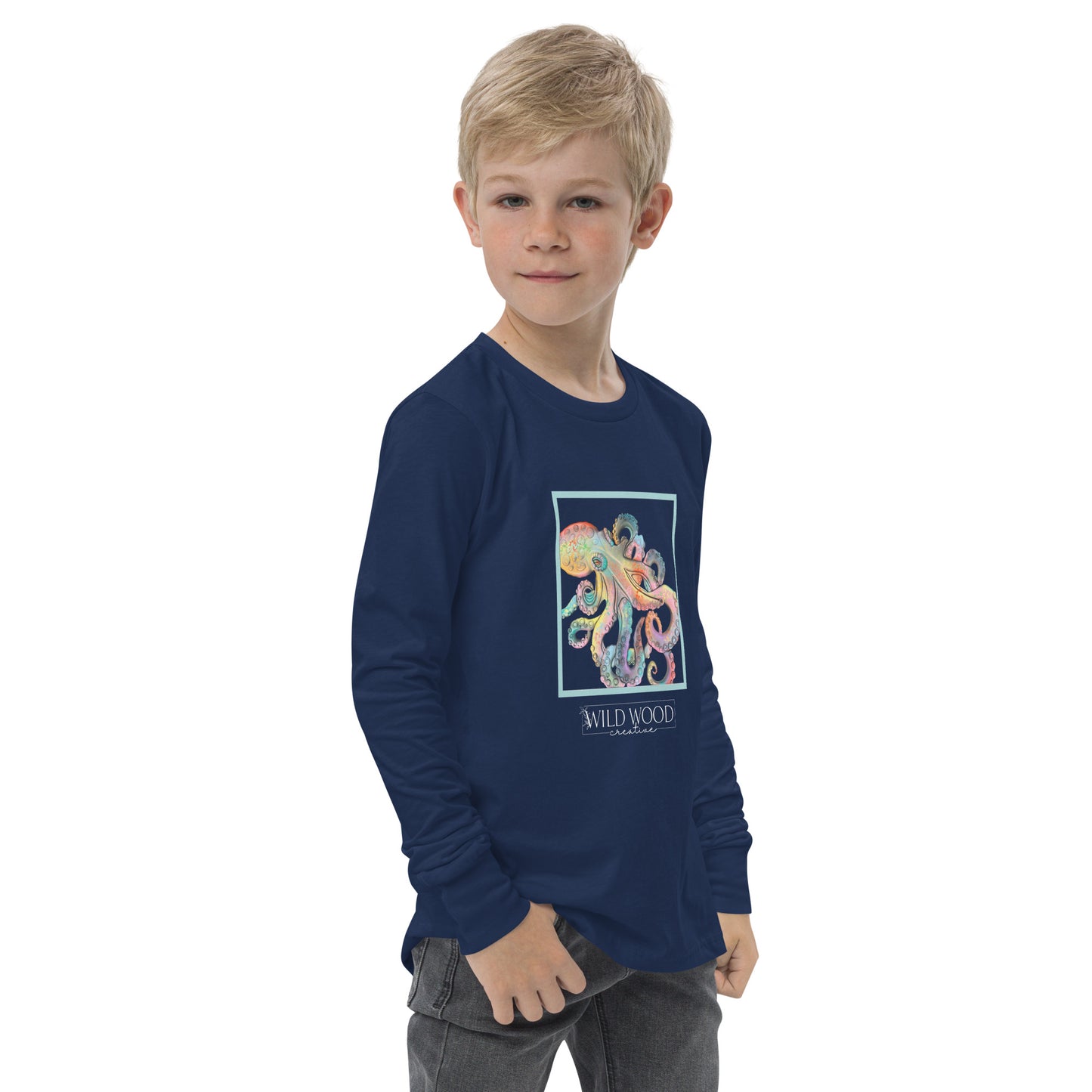 Coastline - Whimsical Octopus Youth Long Sleeve Tee