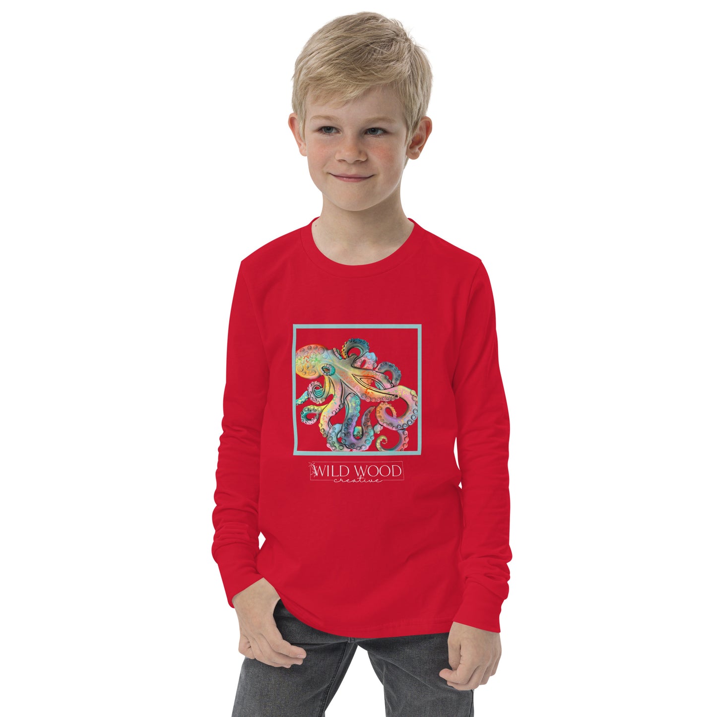 Coastline - Whimsical Octopus Youth Long Sleeve Tee