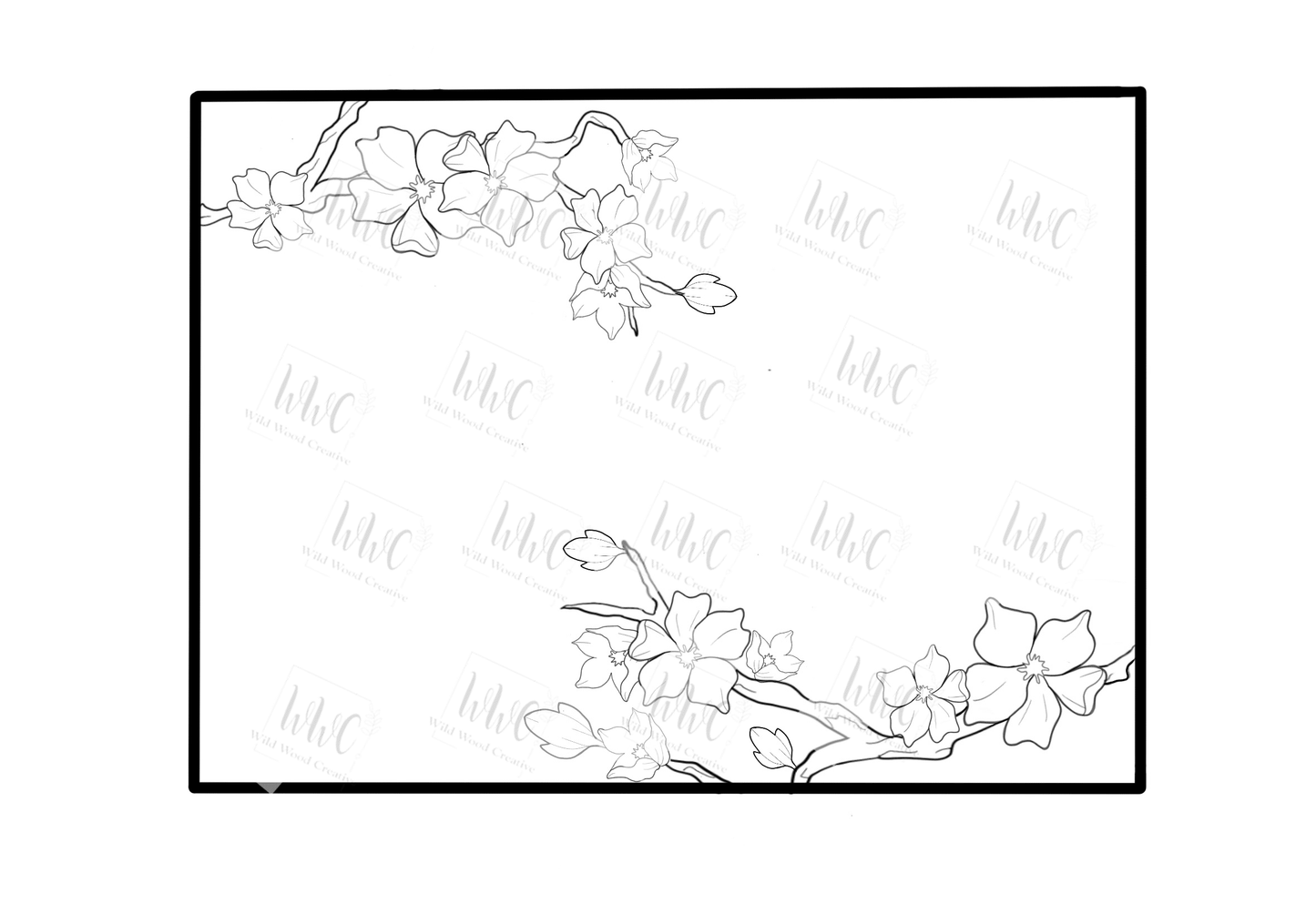 Cherry Blossom Rectangle Template