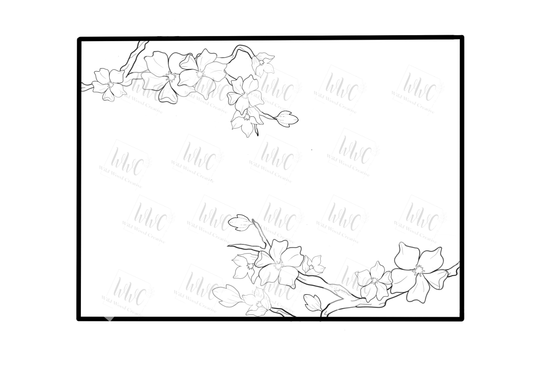 Cherry Blossom Rectangle Template