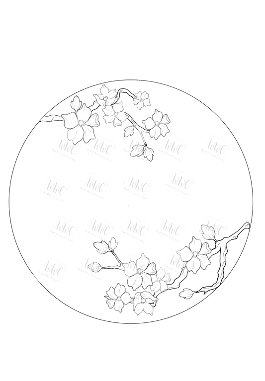 Cherry Blossom Round Template