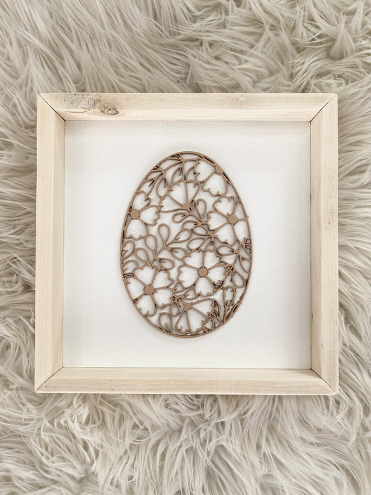 Mini Egg ~ Framed Easter Decor ~ Taupe