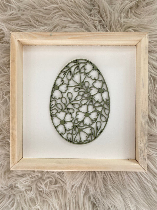 Mini Egg ~ Framed Easter Decor ~ Green