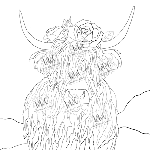 Highland Cow 2 Template