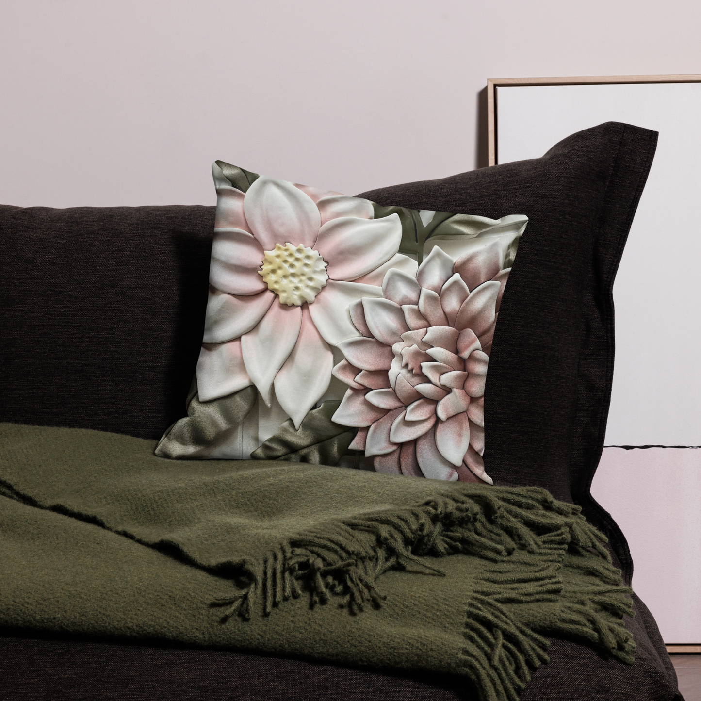 Lauren Bedard Home - Blanca - Jaiden Wilks Dahlias Throw Pillow