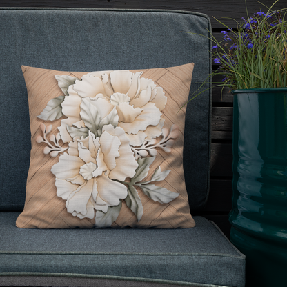 Lauren Bedard Home - Blanca - Oak Herringbone Peonies Throw Pillow