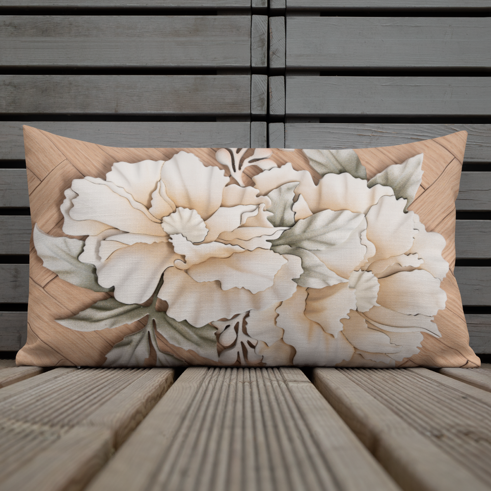 Lauren Bedard Home - Blanca - Oak Herringbone Peonies Throw Pillow