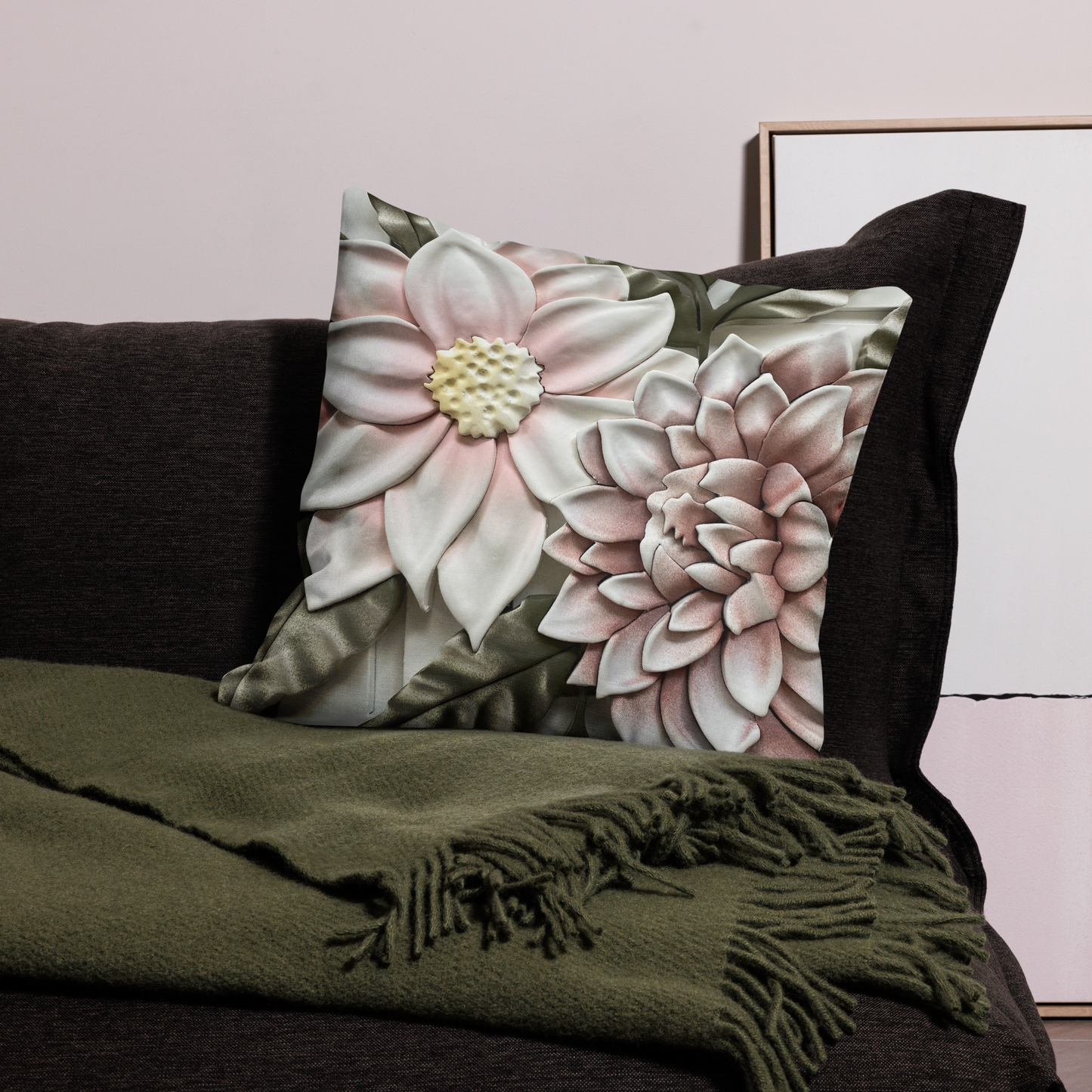 Lauren Bedard Home - Blanca - Jaiden Wilks Dahlias Throw Pillow