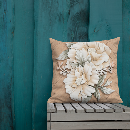 Lauren Bedard Home - Blanca - Oak Herringbone Peonies Throw Pillow