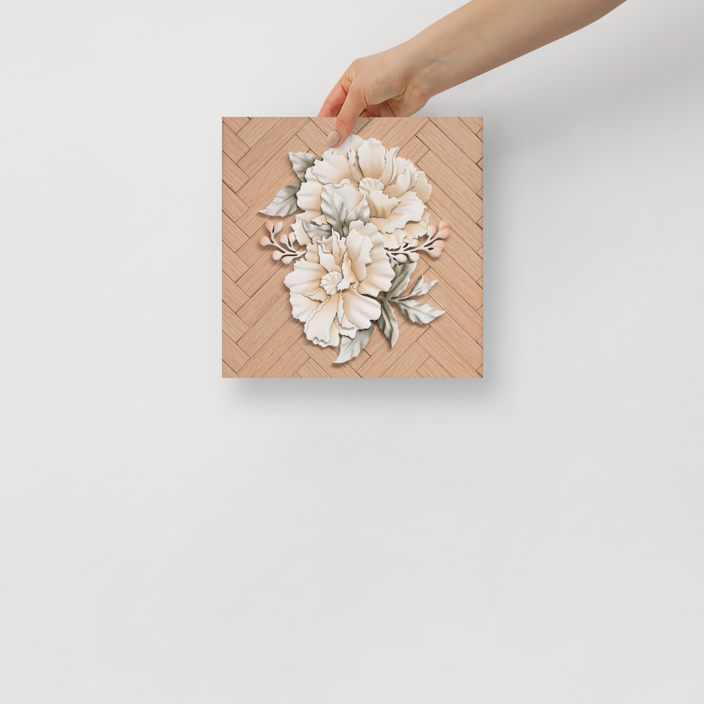 Blanca Prints - Oak Herringbone Peonies