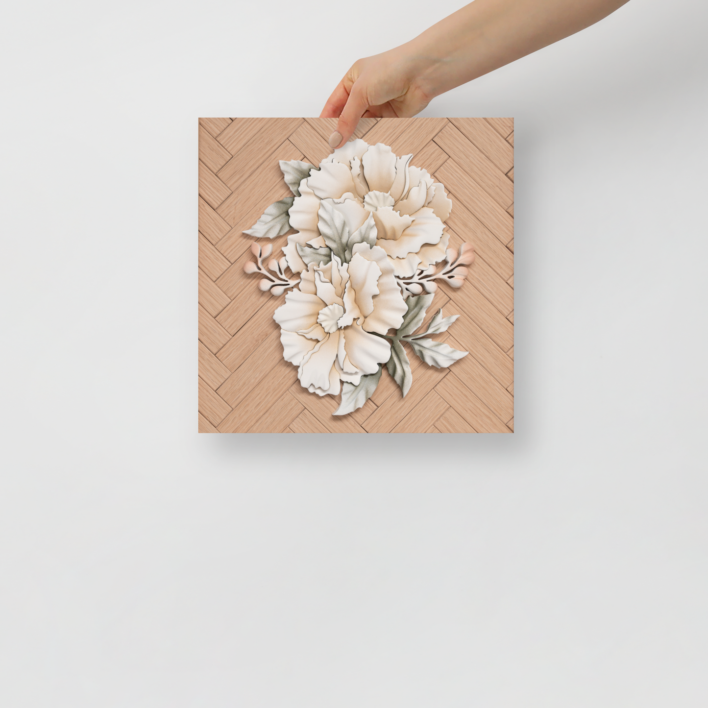 Blanca Prints - Oak Herringbone Peonies