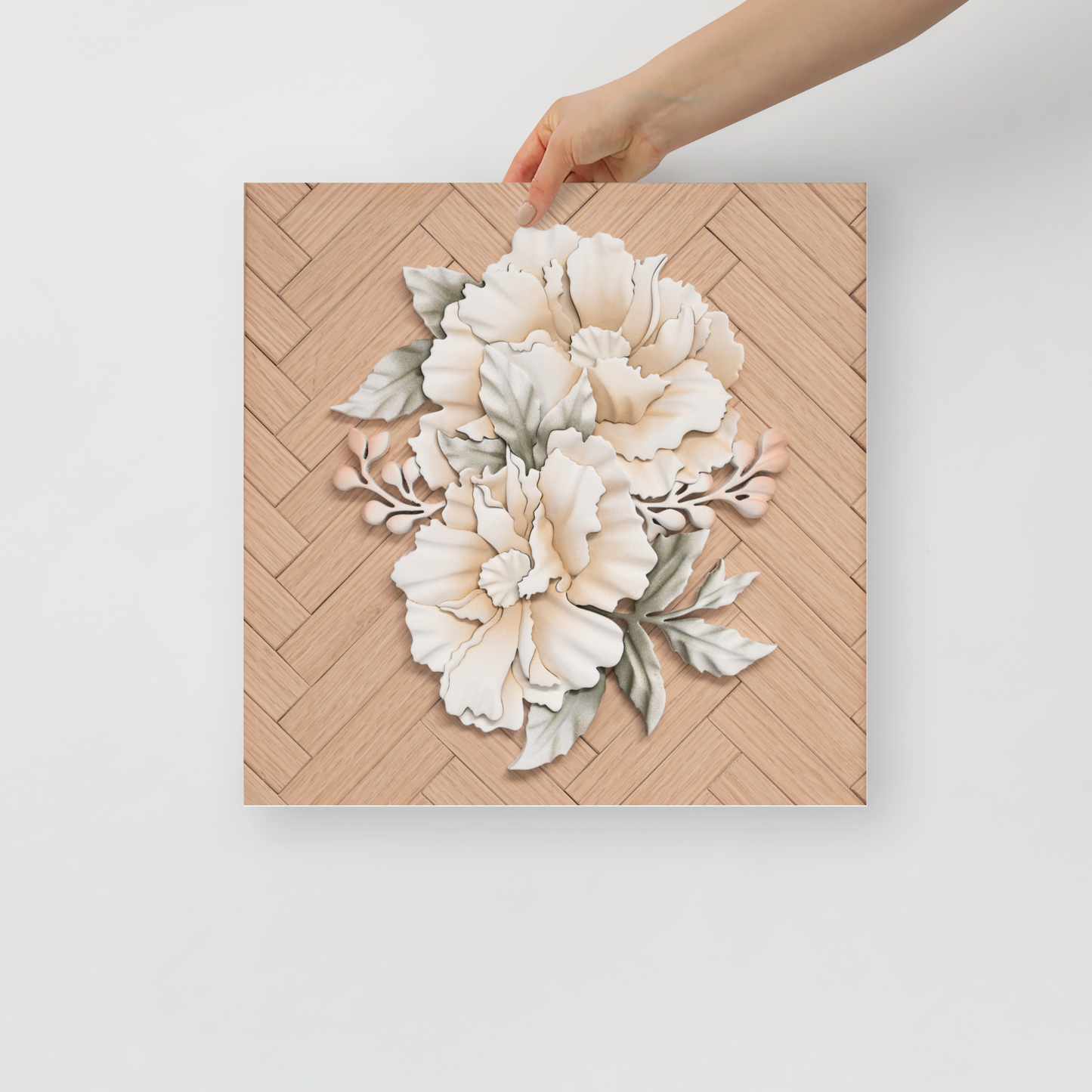 Blanca Prints - Oak Herringbone Peonies